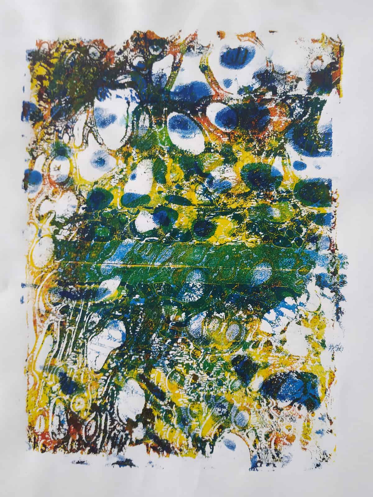 Cells Map_007, acrylic on paper, 2024, 12,7x17,78cm.