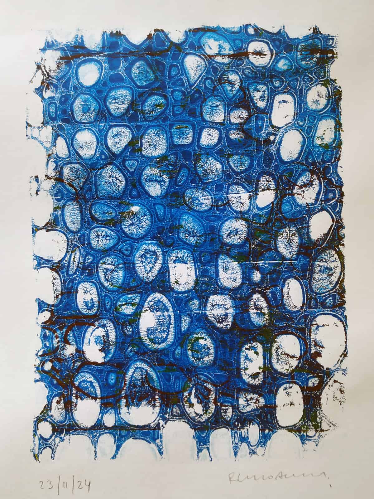 Cells Map_001, acrylic on paper, 2024, 12,7x17,78cm. Private Collection