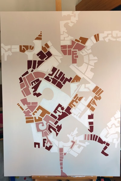 Cartografias Mentais 2025, acrílico s/ tela, 100x140cm. Colecção Privada