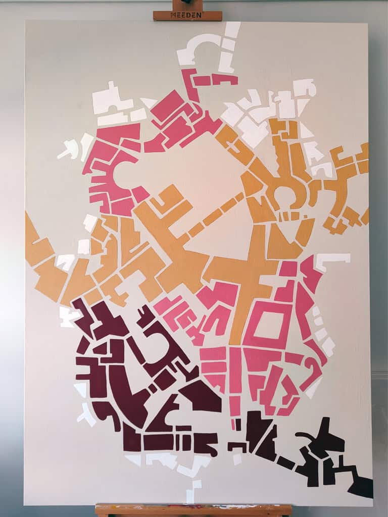 S/ Título, 2026, acrílico s/ tela, 140x100 cm. Série Cartografias Mentais. Disponível para venda.